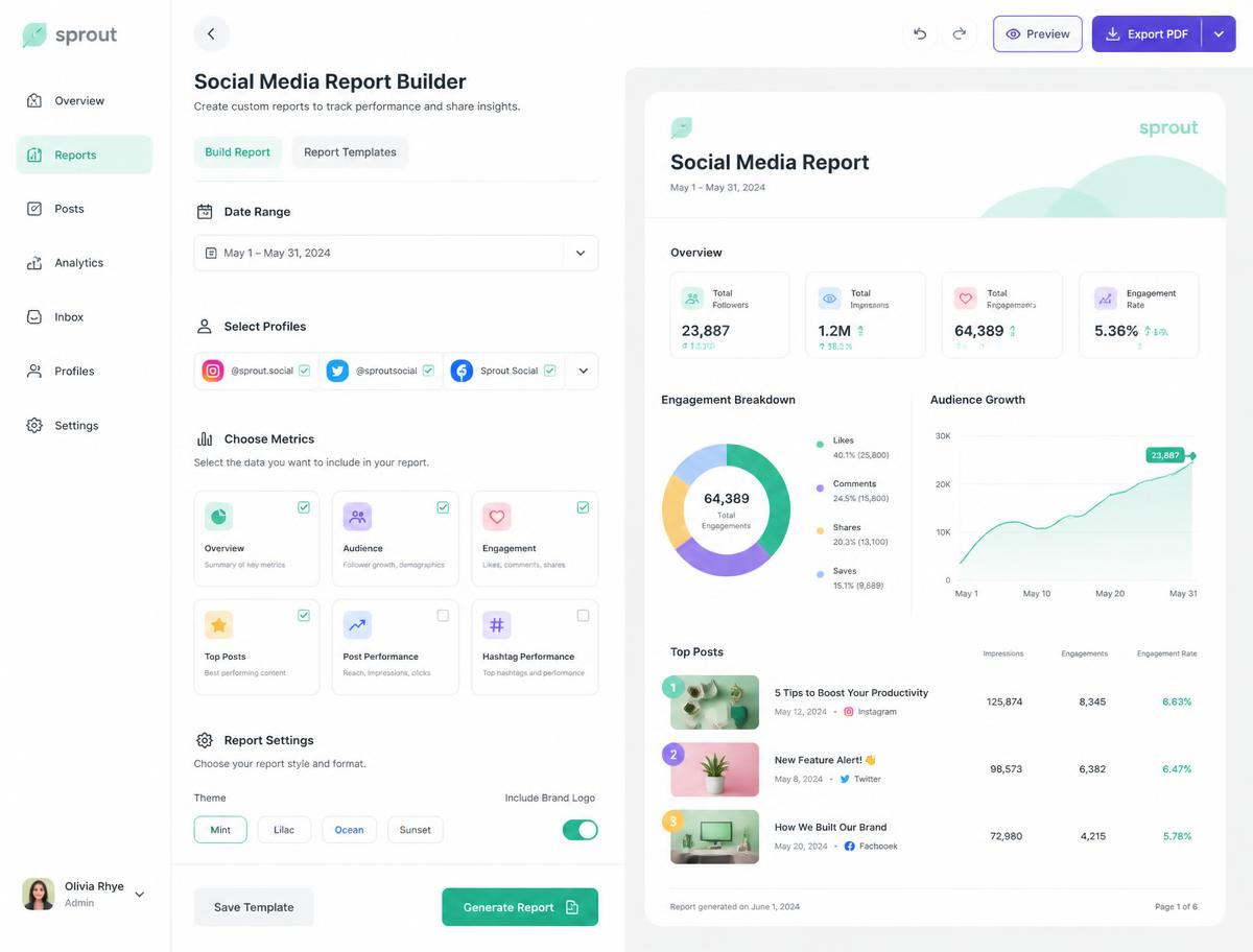 Exported lead list and report view with contact columns and outreach status