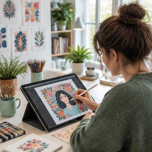 Digital Artist — Sketch to Download — Pixalera video prompt