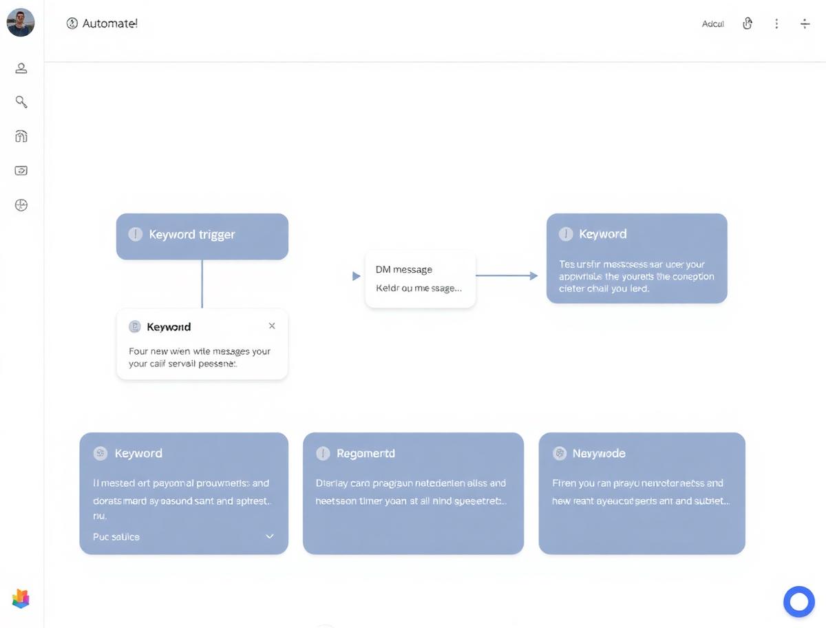 Pixalera AutoDM flow builder with Instagram keyword triggers, an auto comment reply step and a phone preview of the delivered DM