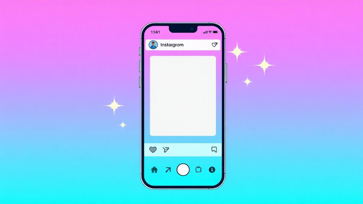 Smartphone composing a social post with sparkle icons around it