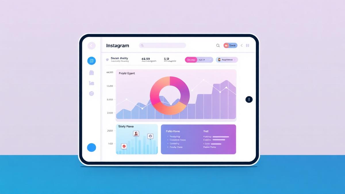 Tablet showing an Instagram analytics dashboard with growth charts