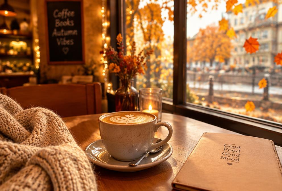 Cozy Autumn Café Edit — Pixalera photo prompt
